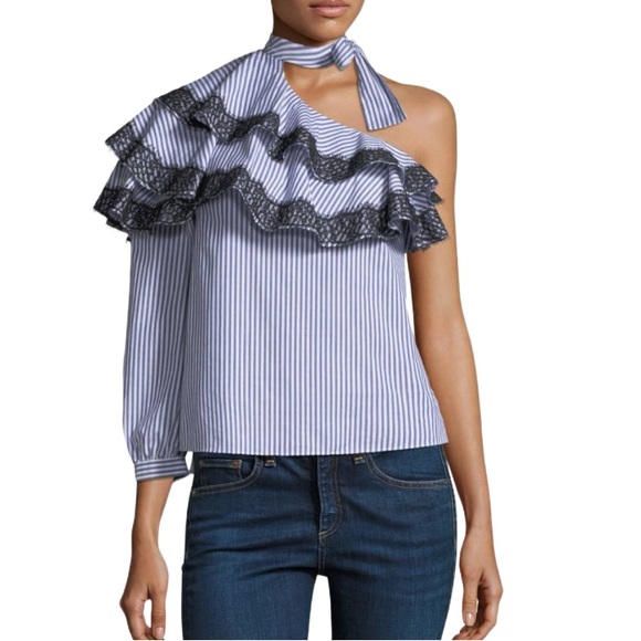 Veronica Beard Tops - Veronica Beard Isla Striped One Shoulder Blouse